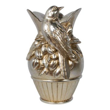 Vaas Vogel hars zilver 18x16x26cm, Verzenden, Nieuw
