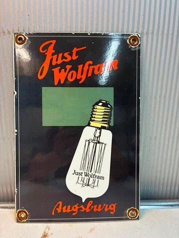 Just Wolfram Augsburg – Gloeilamp – Emaille Reclamebord -