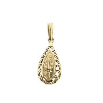 Gouden hanger met sierlijke gravure (Hanger of bedel), Ophalen of Verzenden, Gebruikt, Goud, Overige merken