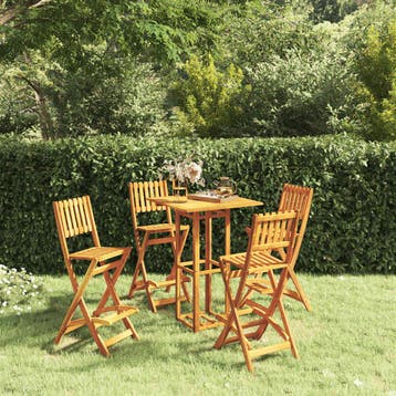 vidaXL 5-delige Tuinbarset massief acaciahout, Verzenden, Nieuw, Hardhout, 4 zitplaatsen