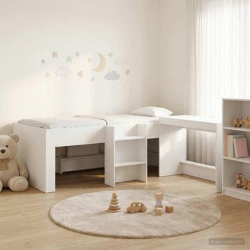 vidaXL Hoge Bed Frame met Bureau voor Kinderen 2 st Wit, Verzenden, Nieuw, Wit, Hout