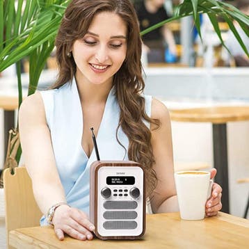 2dekans | Denver DAB48W DAB+/FM Retro Radio – Bluetooth –, Ophalen of Verzenden, Zo goed als nieuw