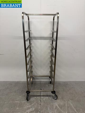 HCB RVS Regaalwagen voor 9 waskratten waskorven 50 x 50 cm, Ophalen of Verzenden, Gebruikt
