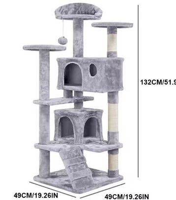 Krabpaal Kattenboom – 132 cm Hoog, Met Huis en Speelbal, Verzenden, Nieuw