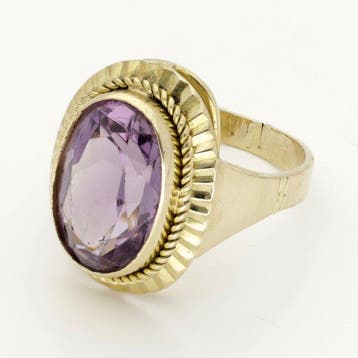 Ring - 18 karaat Geel goud Amethist, Nieuw