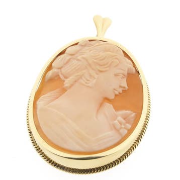 Antiek gouden hanger met camee (Hanger of bedel), Ophalen of Verzenden, Gebruikt, Goud, Overige merken