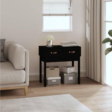vidaXL Wandtafel 76,5x40x75 cm massief grenenhout zwart, Verzenden, Nieuw, 60 cm of meer