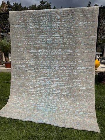 Uniek nieuw Indiase moderne vloerkleed met zijde - Tapijt -, Nieuw