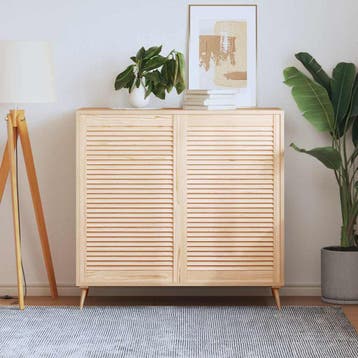 vidaXL Kastdeuren met lamellen 2 st 99,3x59,4 cm massief, Verzenden, Nieuw