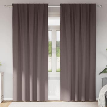 vidaXL Zwart-out Gordijnen met Ringen 2 st Donkerbruin 225 x, Verzenden, Nieuw, Bruin