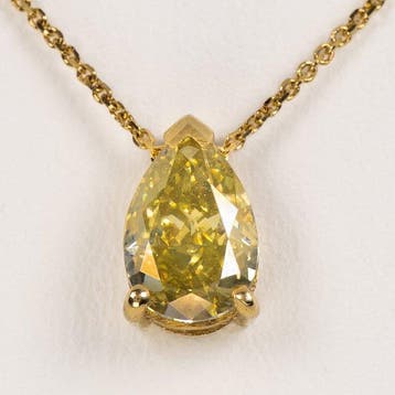 Ketting met hanger - 14 karaat Geel goud - 1.52ct. tw.