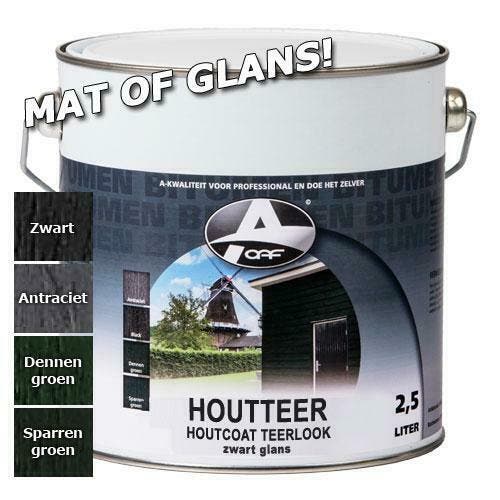 OAF Houtteer (Houtcoat Teerlook) Glans Zwart 25 ltr, Doe-het-zelf en Verbouw, Verf, Beits en Lak, Nieuw, Verzenden