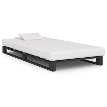 vidaXL Bedframe pallet massief grenenhout grijs 100x200 cm, 100 cm, Eenpersoons, Verzenden, Nieuw