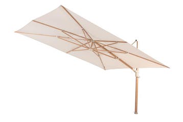 4 Seasons Finca Zweefparasol 300x400 cm. - zand/woodlook, Verzenden, Nieuw, Zweefparasol, Kantelbaar