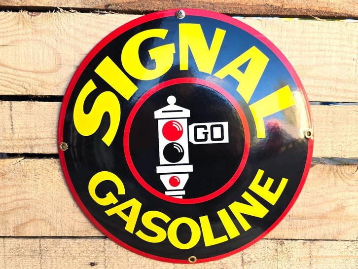 Signal gasoline traffic light - Emaille bord, Verzamelen, Merken en Reclamevoorwerpen, Verzenden