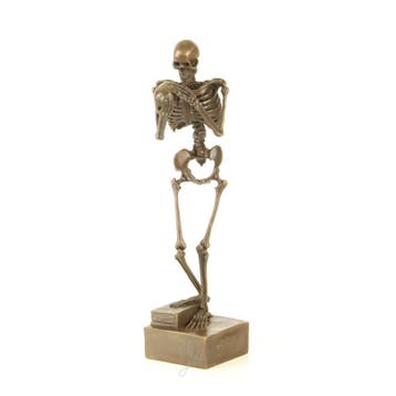 Bronzen skelet met schedel in de handen (Interieur), Verzenden, Nieuw