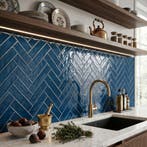 Wandtegel Blauw 7,5x30cm (Muurtegels, Afbouwmaterialen), Nieuw, 20 tot 40 cm, 10 m² of meer, Wandtegels