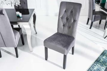 Design stoel CASA grijs fluweel met decoratieve knopen, Ophalen of Verzenden, Nieuw