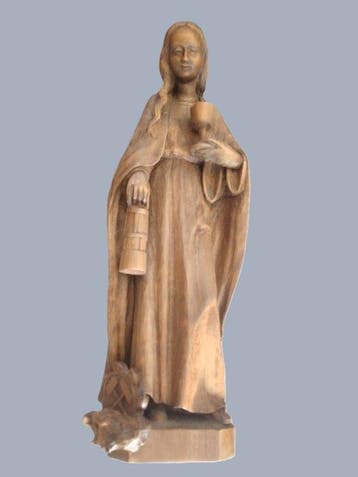 Snijwerk, Holzfigur Hl. Barbara - Holzschnitzerei, Antiek en Kunst