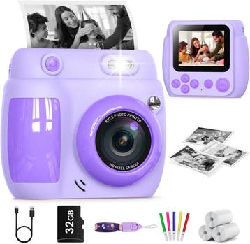 Digitale Kindercamera 32GB - Paars - Retourendeal - 67% k..., Ophalen of Verzenden, Zo goed als nieuw, Elektronica, Met geluid