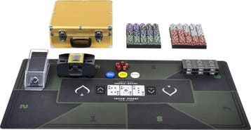 Texas Finest Golden Pokerset complete set inclusief, Ophalen of Verzenden, Gebruikt