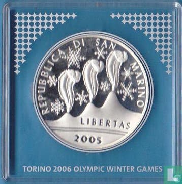San Marino 5 euro 2005 (PROOF) 2006 Winter Olympics in T..., Verzenden, San Marino, Goud, 5 euro