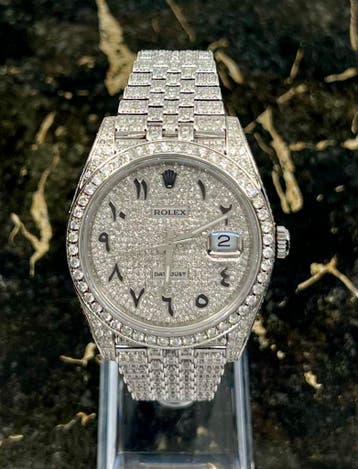 Rolex Datejust 41 - Arab - New Jubilee - Iced Out - Diamonds, Staal, Polshorloge, Nieuw, Rolex