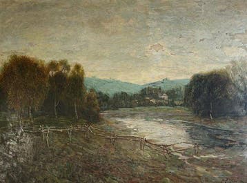 Arnoldo Soldini (1862-1936) - Paesaggio montano - 88x118, Antiek en Kunst