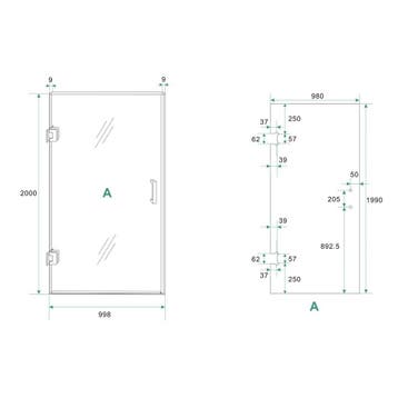 Wiesbaden Less Nisdeur Glasplaat - 100x200cm - 8mm, Ophalen of Verzenden, Nieuw, Glas