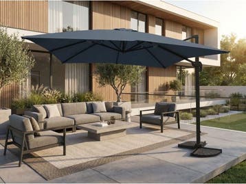 Veiling - Hangende parasol Donkergrijs 300x300cm, Nieuw