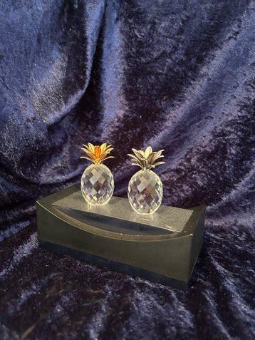 Swarovski - Beeldje - Ananassen (2) - Kristal, Zilver