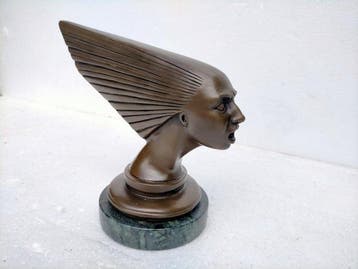 sculptuur, spirit of the wind - 18 cm - brons marmer