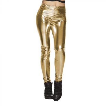 Metallic legging goud, Verzenden, Nieuw, Feestartikel
