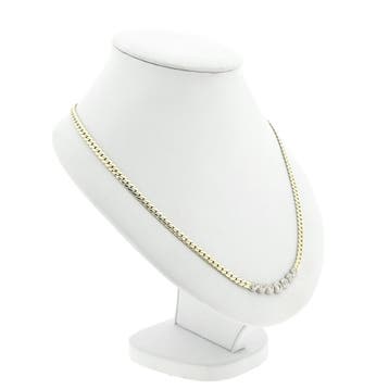 Gouden platte gourmet schakelcollier met diamant 0,50 ct., Sieraden, Tassen en Uiterlijk, Gebruikt, Ophalen of Verzenden, Met edelsteen