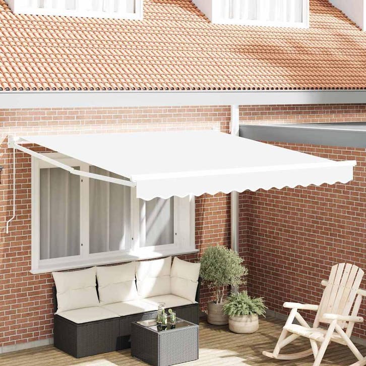 vidaXL Inklapbaar Zonnescherm Wit 350 x 250 cm Polyester en, Tuin en Terras, Zonneschermen, Nieuw, Verzenden
