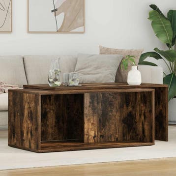 vidaXL Koffietafel Set 2 st Gerookt eiken 90 x 48 x 40 cm, Verzenden, Nieuw, Overige houtsoorten, Minder dan 50 cm