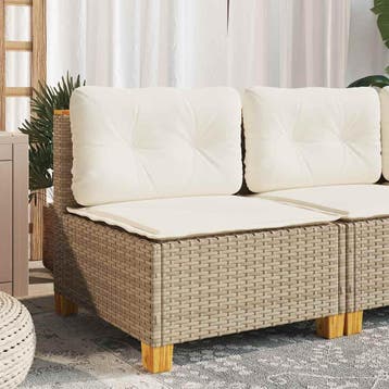 vidaXL Tuinbank zonder armleuning met kussens poly rattan, Verzenden, Nieuw