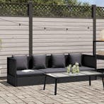 vidaXL Tuinbed met kussens poly rattan zwart, Tuin en Terras, Verzenden, Nieuw