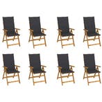 vidaXL Tuinstoelen 8 st inklapbaar met kussens massief, Tuin en Terras, Tuinstoelen, Verzenden, Nieuw, Hout