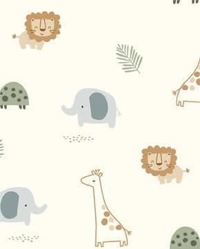 Poplin Katoen Jungle Dieren Gebroken Wit, Nieuw, Wit