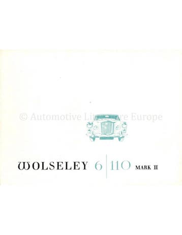 1965 WOLSELEY 6/110 MARK II BROCHURE NEDERLANDS, Nieuw, Author