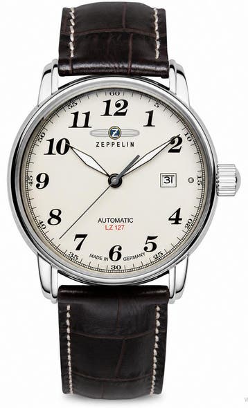 Zeppelin 7656-5 LZ 127 Graf Zeppelin automatisch horloge 40, Overige merken, Staal, Verzenden, Polshorloge