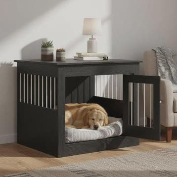 Hondenbench Meubel Zwart Eikenhout - Stijlvolle Hondenkennel, Dieren en Toebehoren, Verzenden, Nieuw
