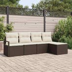 vidaXL Bankstel 5 pcs Bruin poly rattan, Verzenden, Nieuw, Rotan