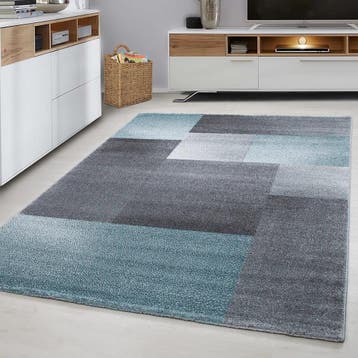Modern Vloerkleed | Lucca | Blokken | Blauw | 120x170 cm, Huis en Inrichting, Stoffering | Tapijten en Kleden, Verzenden, Nieuw