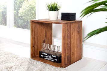 Handgemaakte bijzettafel MAKASSAR 45cm Plank met sheesham, Ophalen of Verzenden, Nieuw