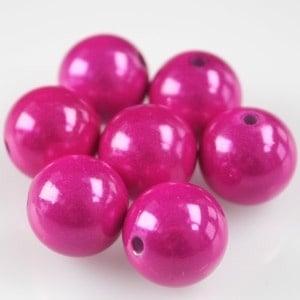20 stuks Miracle/3-D kraal rond fuchsia 6 mm gat: c.a. 1,5mm, Ophalen of Verzenden, Nieuw, Kraal