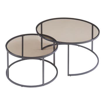 Salontafel set van 2 Kokkola rookglas grijs en zwart [en.cas, Verzenden, Nieuw