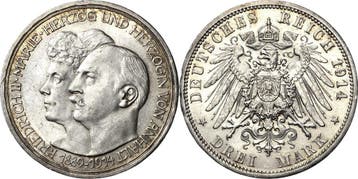 3 Mark 1914 Anhalt Friedrich Ii 1904-1918, Verzenden