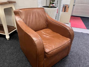 Chesterfield Maarssen !! Camel Leren Chesterfield Stoeltje !, Ophalen, Gebruikt, Leer, CHESTERFIELD
